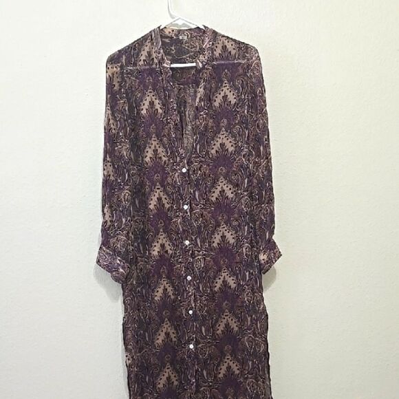 CHAN LUU sheer  Purple Patterned Dress S - Picture 1 of 11